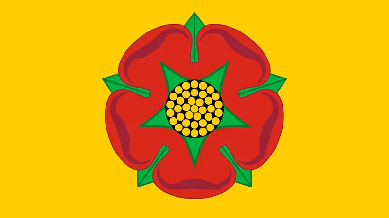 پرچم Lancashire با نشانی از گل رز گالیکا
