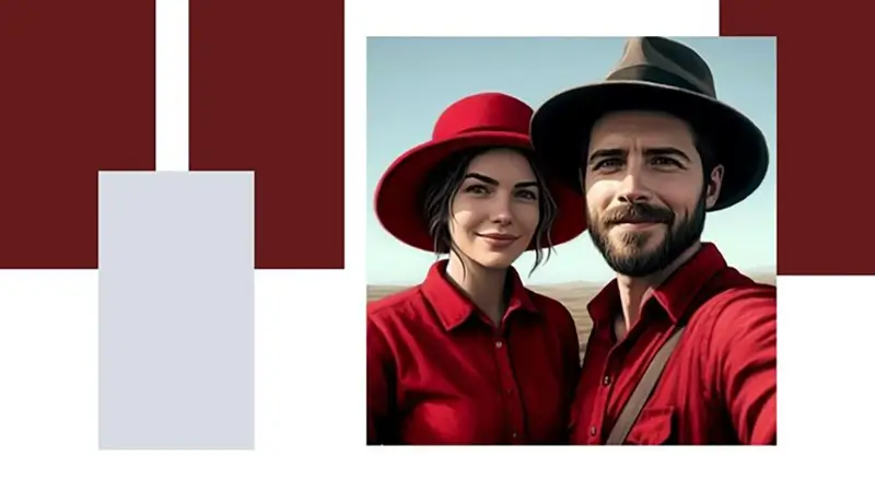 زن و مردی در حالیکه لباس ست و قرمز رنگ به مناسبت ولنتاین به تن دارند