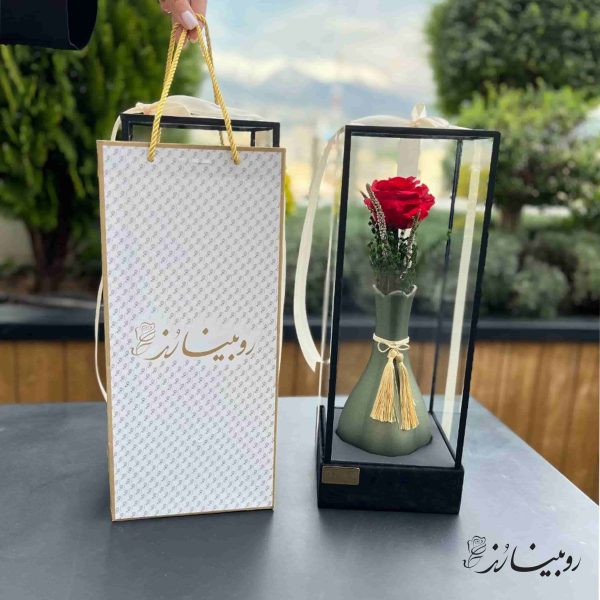 گلدان رز جاودان طرح کاملیا سبز - تصویر 2